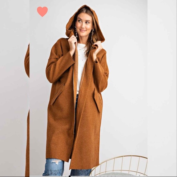 Jackets & Blazers - Brushed Zip Up Coat- CAMEL